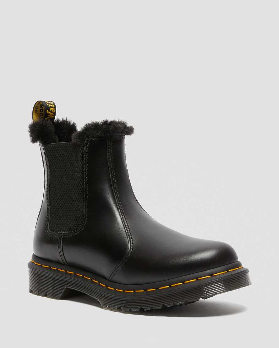 Dr. Martens 2976 Leonore Faux Fur Lined Chelsea Støvler Dame Mørke Grå [5018SLPKI]